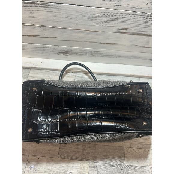 Vintage Ladies Talbots Black Leather & Gray Cloth Shoulder Bag Purse - Picture 11 of 11